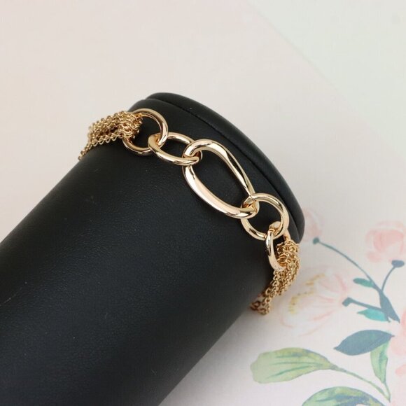 "Chunky Oval Chain Rose Gold Bracelet with Layered Tassel Detail, XPBL1099 - Picture 9 of 12